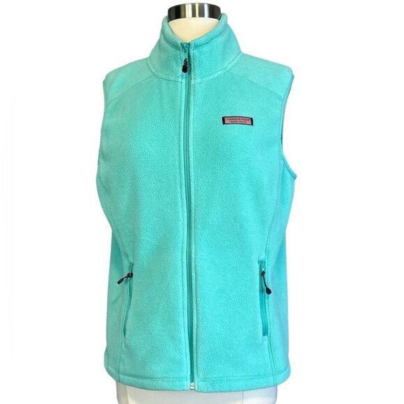 Vineyard Vines - Fleece Zipper Vest - Light Teal Aqua Color Sz M - Picture 4 of 7